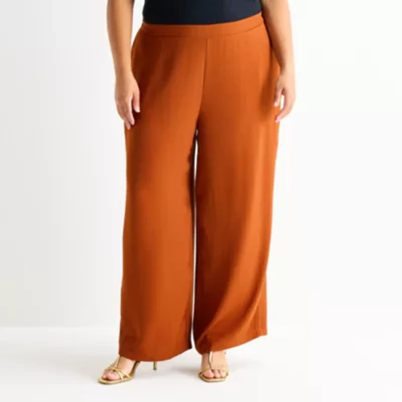 Bold Elements Womens Plus Wide Leg Pull-On Pant