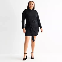Bold Elements Womens Plus Long Sleeve Wrap Dress
