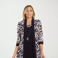 R & M Richards Womens Jacket Dress With Removable Necklace