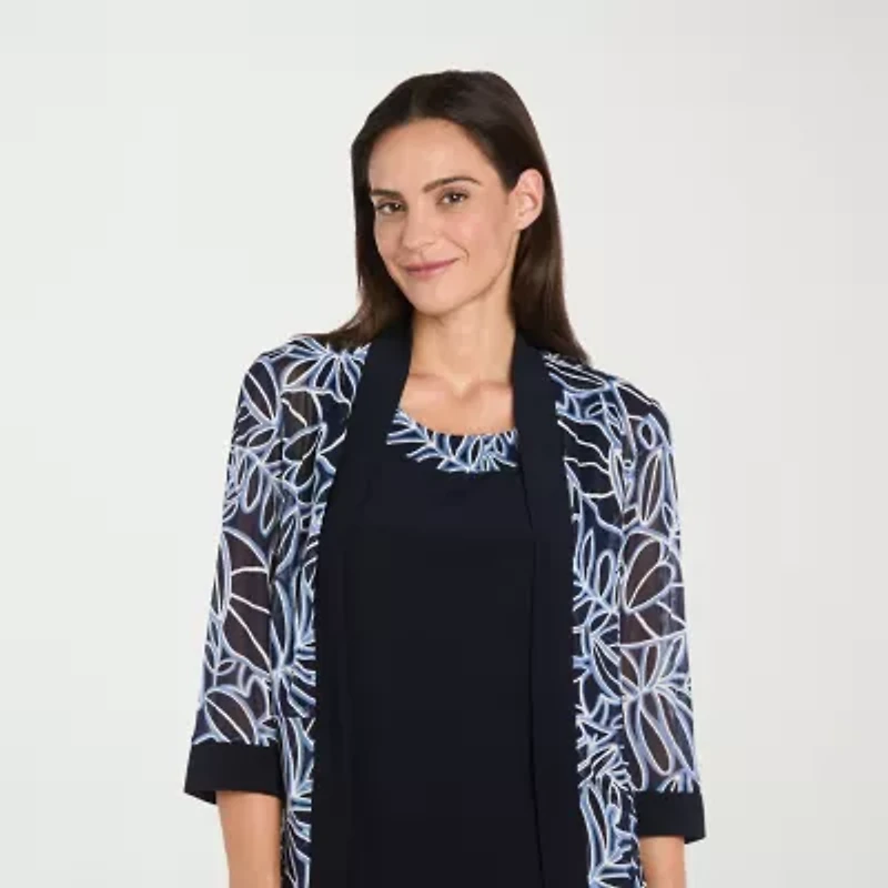 R & M Richards Womens Leaf Jacket Dress
