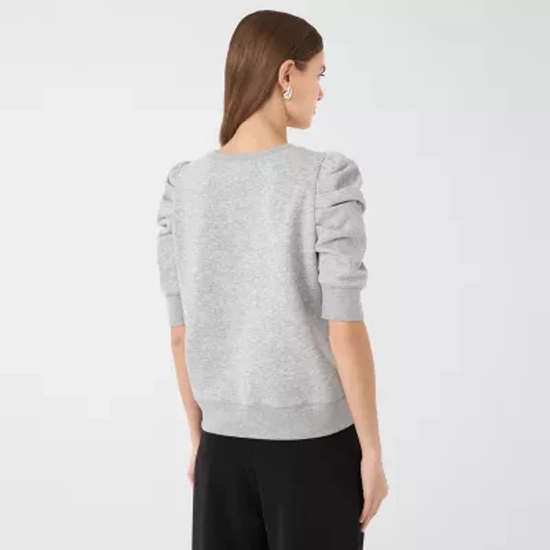 RM Rebecca Minkoff Womens Crew Neck Elbow Sleeve Sweatshirt