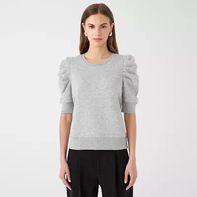 RM Rebecca Minkoff Womens Crew Neck Elbow Sleeve Sweatshirt