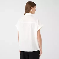 RM Rebecca Minkoff Womens Dolman Short Sleeve Boxy Fit Button-Down Shirt