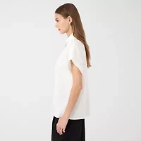 RM Rebecca Minkoff Womens Dolman Short Sleeve Boxy Fit Button-Down Shirt