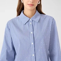 RM Rebecca Minkoff Womens Drop Shoulder Bracelet Length Boxy Fit Button-Down Shirt