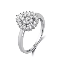 Diamond Blossom Womens 1/2 CT. T.W. Natural White 10K Gold Cluster Halo Cocktail Ring