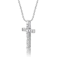 Womens 1/4 CT. T.W. Natural White Diamond 10K Gold Cross 18 Inch Pendant Necklace