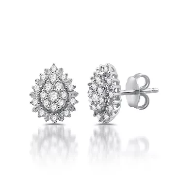 Diamond Blossom 1/2 CT. T.W. Natural White Diamond 10K Gold 11mm Pear Stud Earrings
