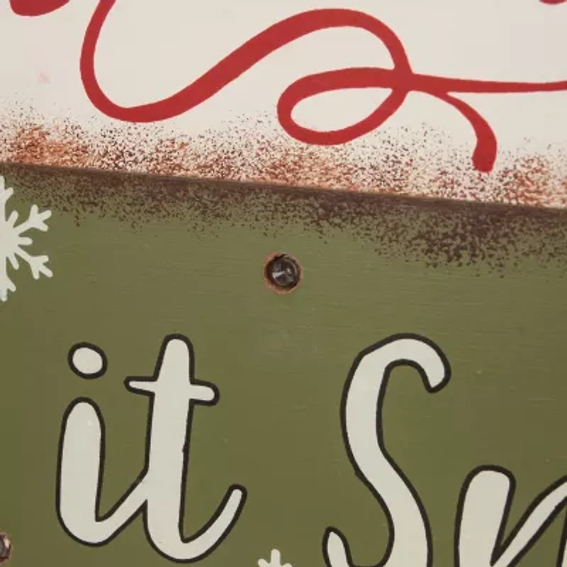 Glitzhome Led Lighted Wooden & Metal Block Lighted Christmas Tabletop Decor