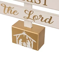 Glitzhome Wooden Nativity Tree Hand Painted Christmas Tabletop Decor