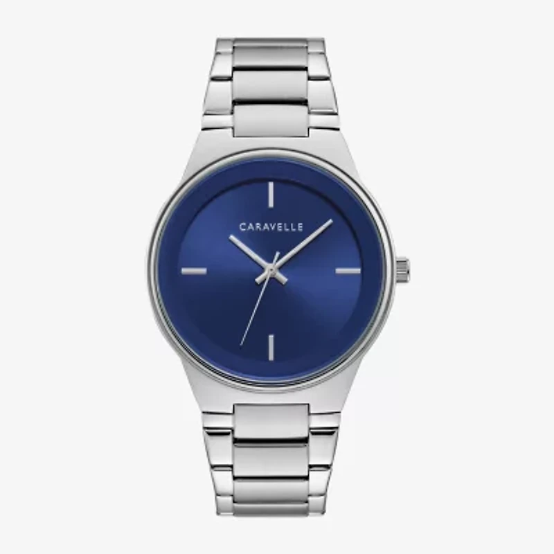 Caravelle Designed By Bulova Mens Silver Tone Stainless Steel 2-pc. Watch Boxed Set 43k101