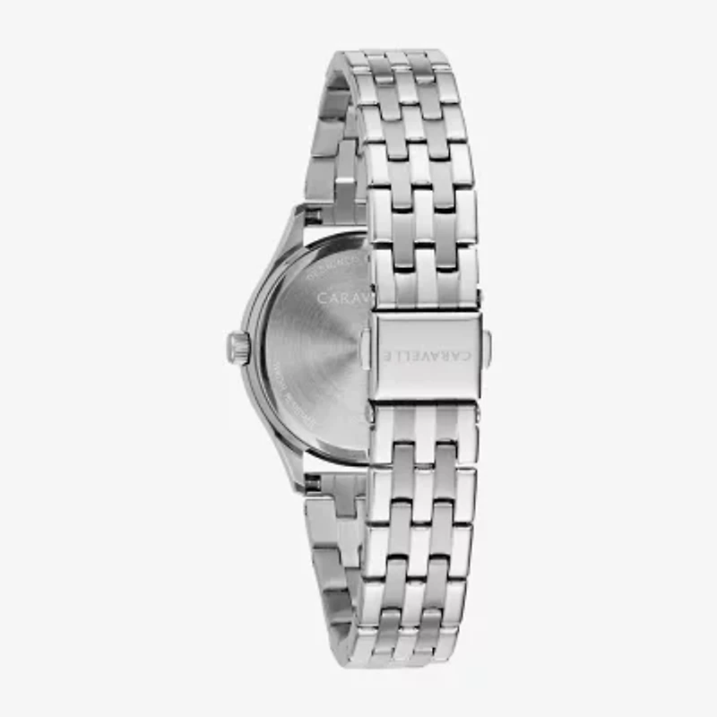 Caravelle Designed By Bulova Womens Crystal Accent Silver Tone Stainless Steel 2-pc. Watch Boxed Set 43x104