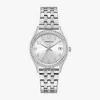 Caravelle Designed By Bulova Womens Crystal Accent Silver Tone Stainless Steel 2-pc. Watch Boxed Set 43x104