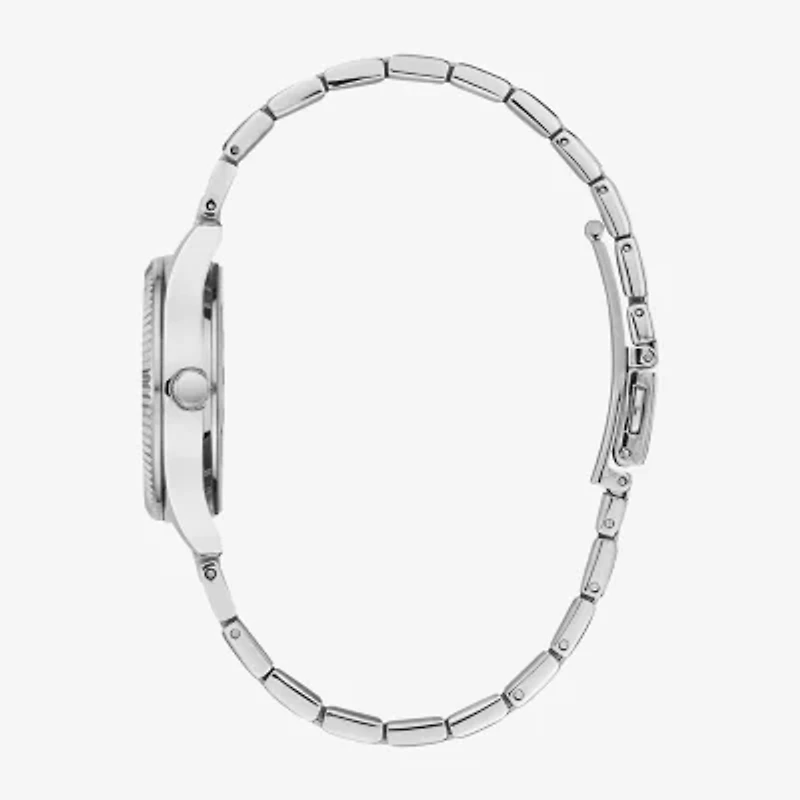 Caravelle Designed By Bulova Womens Crystal Accent Silver Tone Stainless Steel 2-pc. Watch Boxed Set 43x104