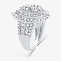 (H-I / I1) Womens 3 CT. T.W. Lab Grown White Diamond 10K Gold Pear Halo Side Stone Cocktail Ring