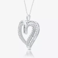 (H-I / I1) Womens 1 CT. T.W. Lab Grown White Diamond 10K White Gold Heart 18 Inch Pendant Necklace