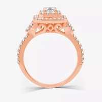 Signature By Modern Bride (H-I / I1) Womens 1 1/4 CT. T.W. Lab Grown White Diamond 10K Gold Side Stone Halo Engagement Ring