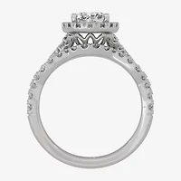 H-I / Si1-Si2) Womens / CT. T.W. Lab Grown White Diamond 10K Gold Oval Side Stone Halo Bridal Set