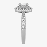 (H-I / Si1-Si2) Womens 1 1/4 CT. T.W. Lab Grown White Diamond 10K Gold Side Stone Halo Engagement Ring
