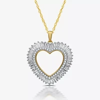 (H-I / I1) Womens 1 CT. T.W. Lab Grown White Diamond 14K Gold Over Silver Sterling Heart 18 Inch Pendant Necklace