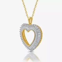 (H-I / I1) Womens 1 CT. T.W. Lab Grown White Diamond 14K Gold Over Silver Sterling Heart 18 Inch Pendant Necklace