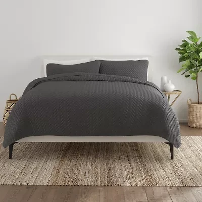 Casual Comfort Premium Ultra Soft Herringbone Pattern Quilted Coverlet Set