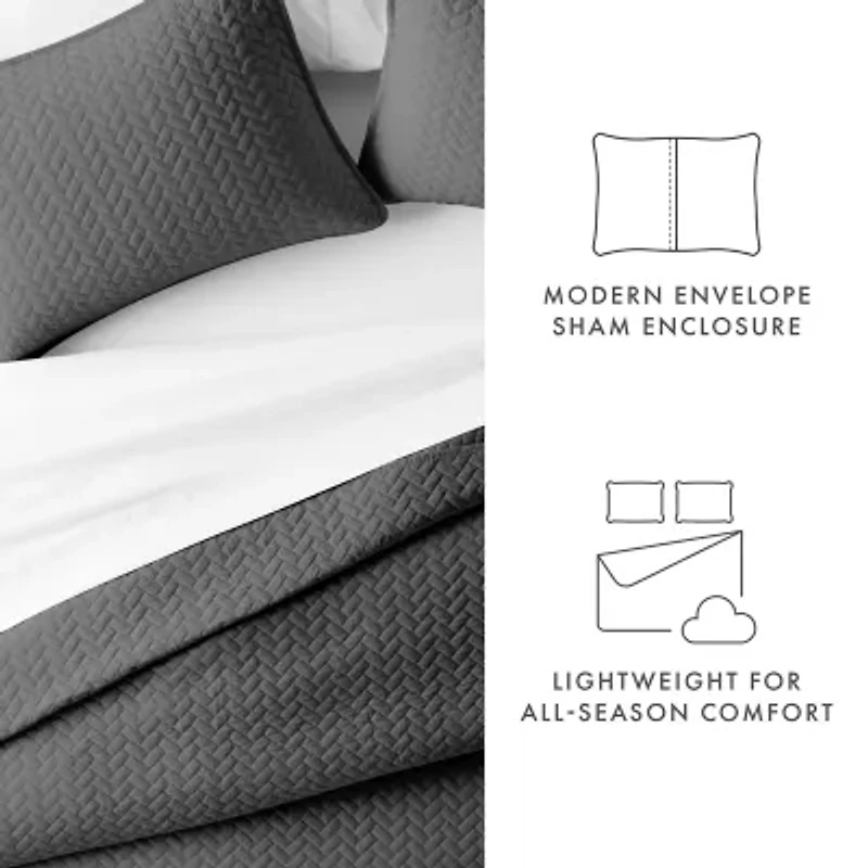 Casual Comfort Premium Ultra Soft Herringbone Pattern Quilted Coverlet Set