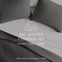 Casual Comfort Premium Ultra Soft Herringbone Pattern Quilted Coverlet Set