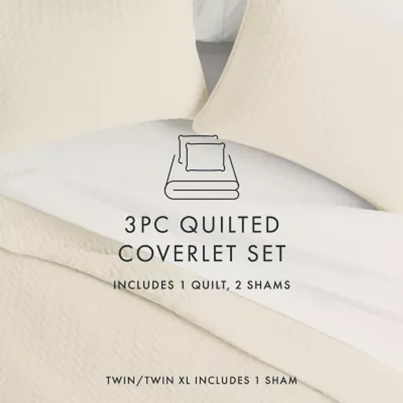 Casual Comfort Premium Ultra Soft Herringbone Pattern Quilted Coverlet Set