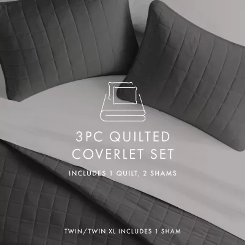 Casual Comfort Premium Ultra Soft Square Pattern Quilted Coverlet Set
