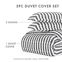 Casual Comfort Premium Ultra Soft Puffed Rugged Stripes Duvet Cover Set