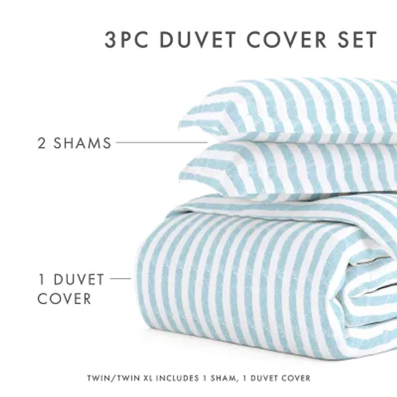 Casual Comfort Premium Ultra Soft Puffed Rugged Stripes Duvet Cover Set