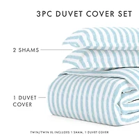 Casual Comfort Premium Ultra Soft Puffed Rugged Stripes Duvet Cover Set