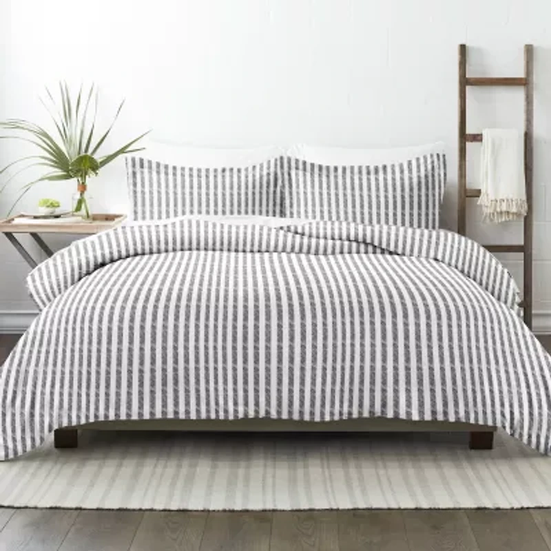 Casual Comfort Premium Ultra Soft Puffed Rugged Stripes Duvet Cover Set