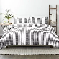 Casual Comfort Premium Ultra Soft Puffed Rugged Stripes Duvet Cover Set