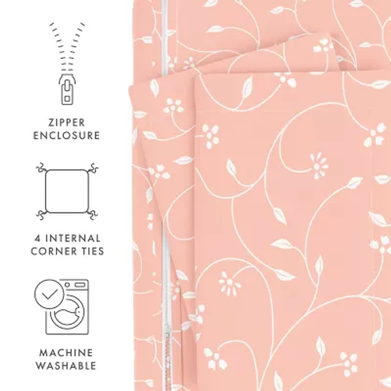 Casual Comfort Premium Ultra Soft Pink Buds Duvet Cover Set
