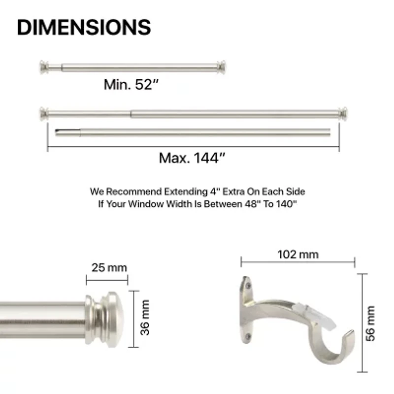 Deco Window Basics Endcap 1 IN Curtain Rod