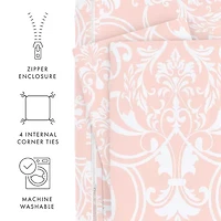 Casual Comfort Romantic Damask Pattern Oversized Duvet Cover Set