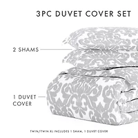 Casual Comfort Soft Damask Pattern Oversized Duvet Cover Set