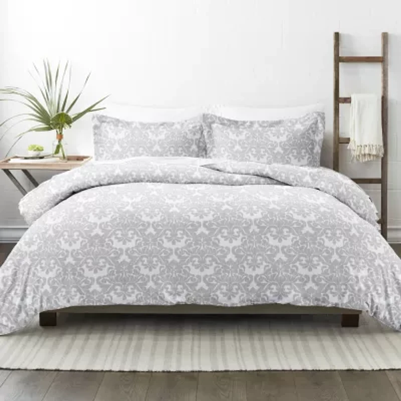 Casual Comfort Soft Damask Pattern Oversized Duvet Cover Set