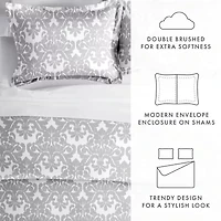 Casual Comfort Soft Damask Pattern Oversized Duvet Cover Set