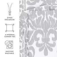 Casual Comfort Soft Damask Pattern Oversized Duvet Cover Set
