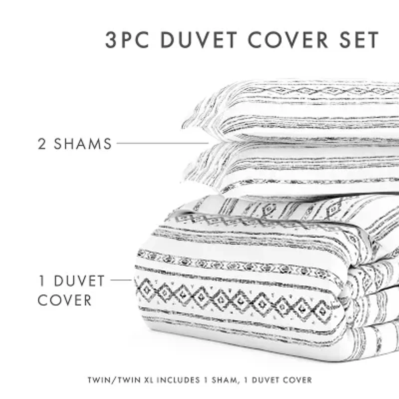 Casual Comfort Geo Threads Pattern Oversized Duvet Cover Set