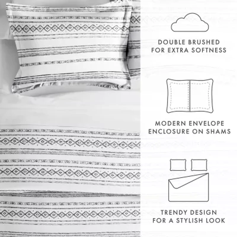 Casual Comfort Geo Threads Pattern Oversized Duvet Cover Set