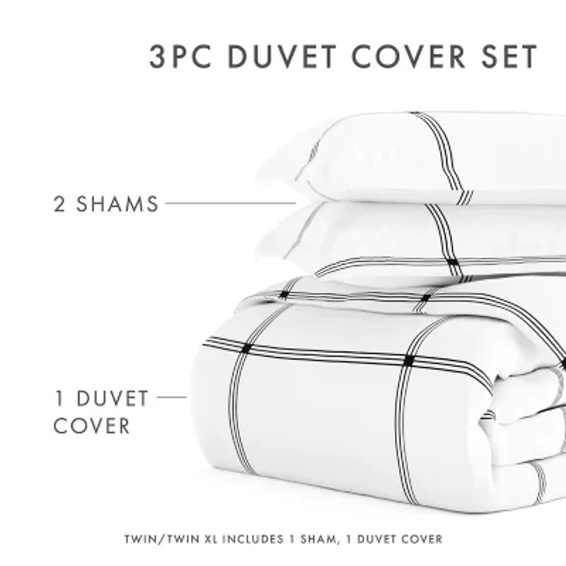 Casual Comfort Grid Patterned Duvet Cover Set