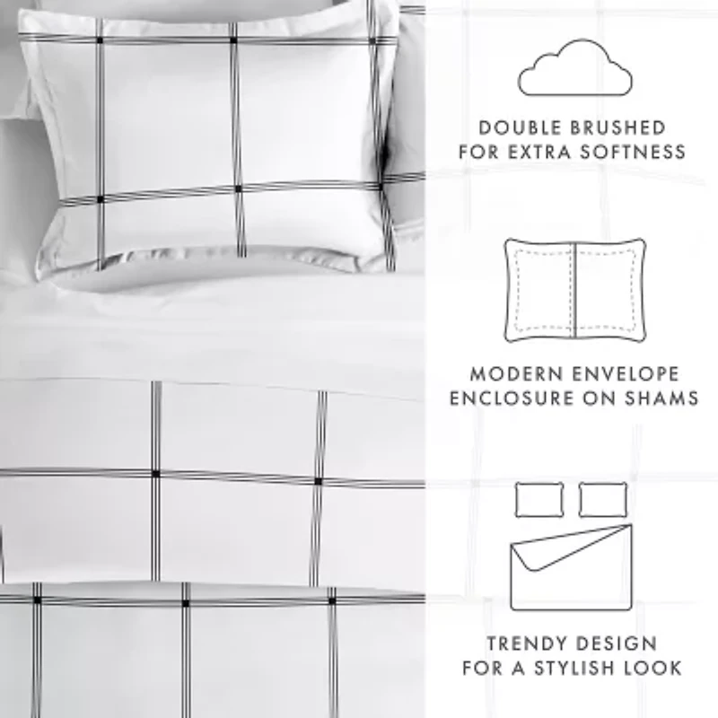 Casual Comfort Grid Patterned Duvet Cover Set