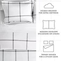 Casual Comfort Grid Patterned Duvet Cover Set