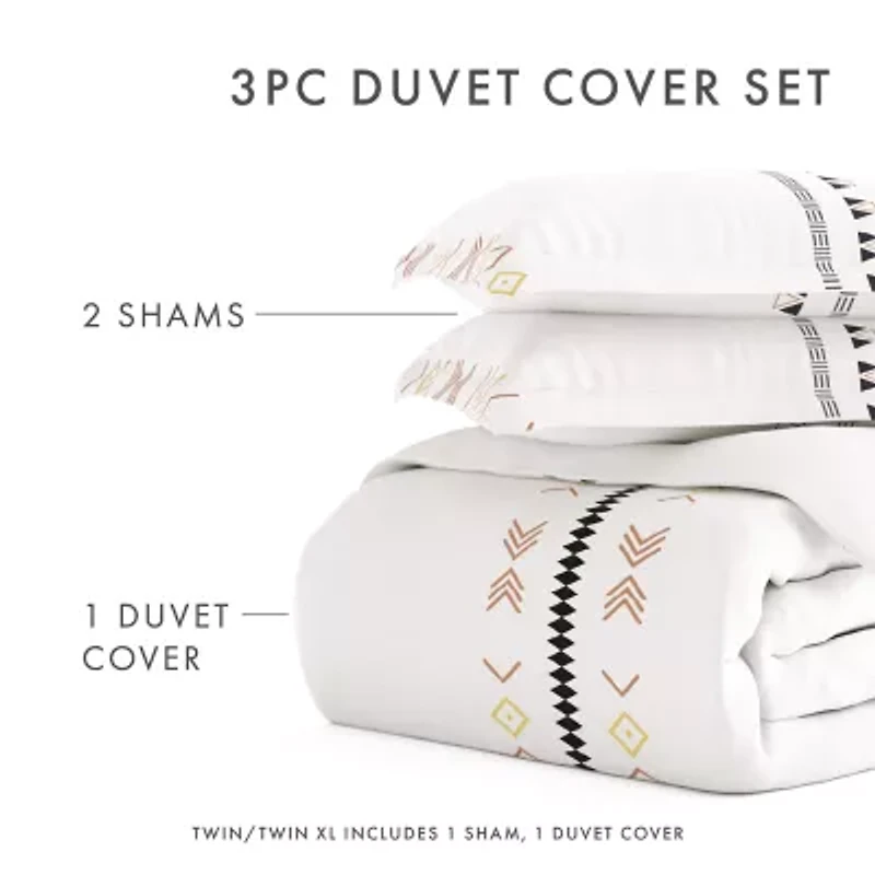 Casual Comfort Natural Geo Lines Patterned Duvet Cover Set
