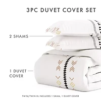 Casual Comfort Natural Geo Lines Patterned Duvet Cover Set