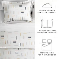 Casual Comfort Geo Dash Patterned Duvet Cover Set